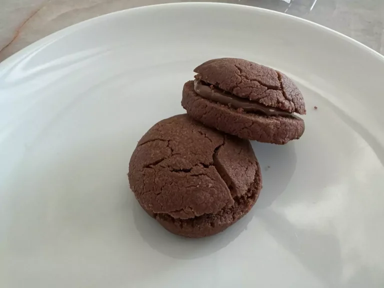 Close up of Nutella Sandwich Cookies to show filling and texture